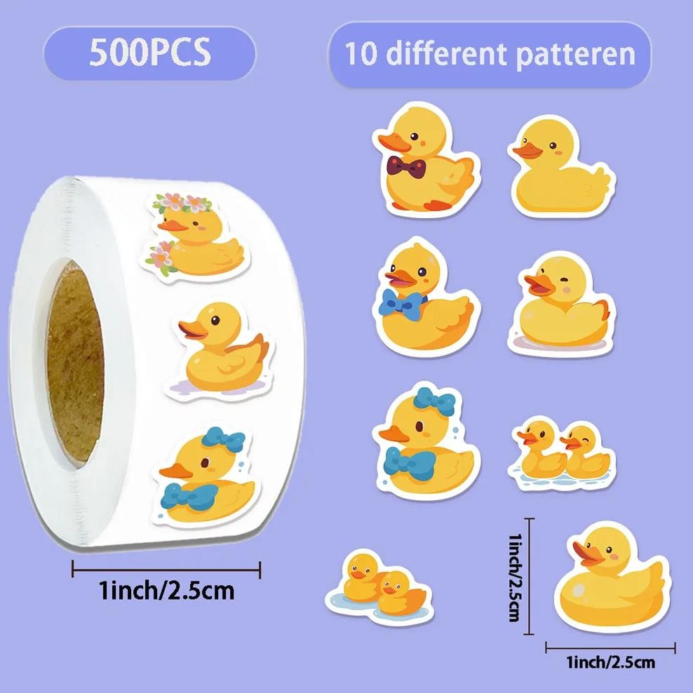 

500Pcs Cute Yellow Duck Decorative Graffiti Roll Stickers Diy Phone Case Laptop Water Bottle Waterproof Stickers