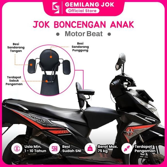 HARGA DISC - Gemilang Jok Kursi Dudukan Portable Matic untuk Anak Motor Beat 2009 Sampai 2024 - Bayi