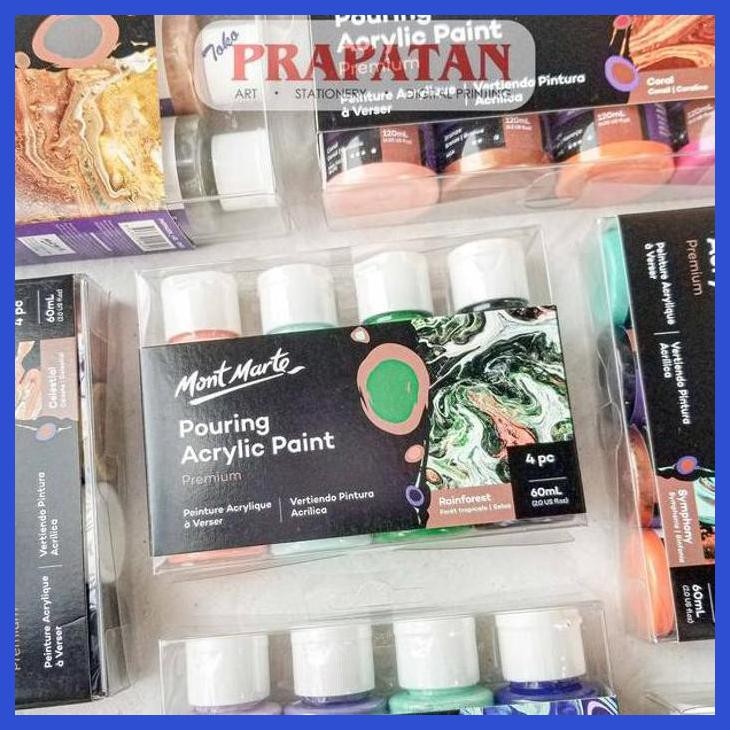 

( SEKOLAH / LUKIS ) COD CAT AKRILIK MONT MARTE POURING SET 4X60ML | POURING ACRYLIC SET (SENI / MENGGAMBAR / ART / KERAJINAN ) PACKING AMAN