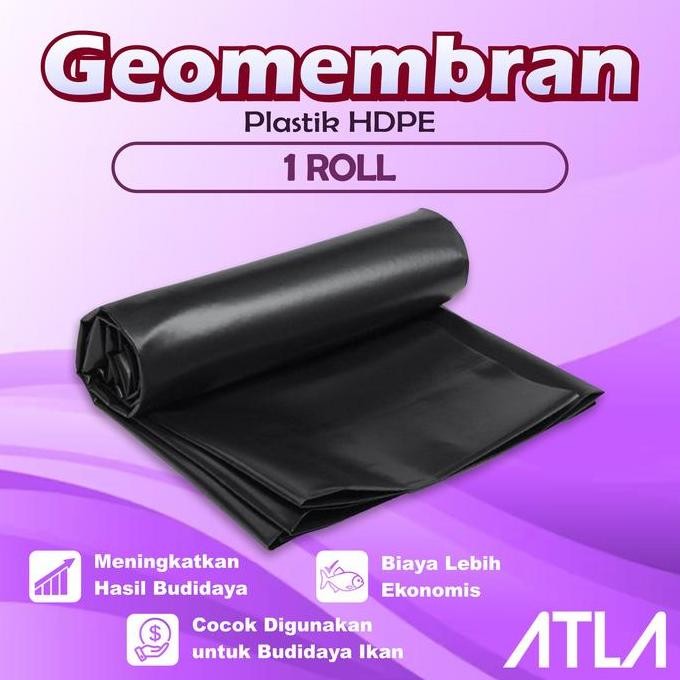 Plastik Geomembran Hitam Geomembrane HDPE Terpal Kolam Ikan 1 Roll