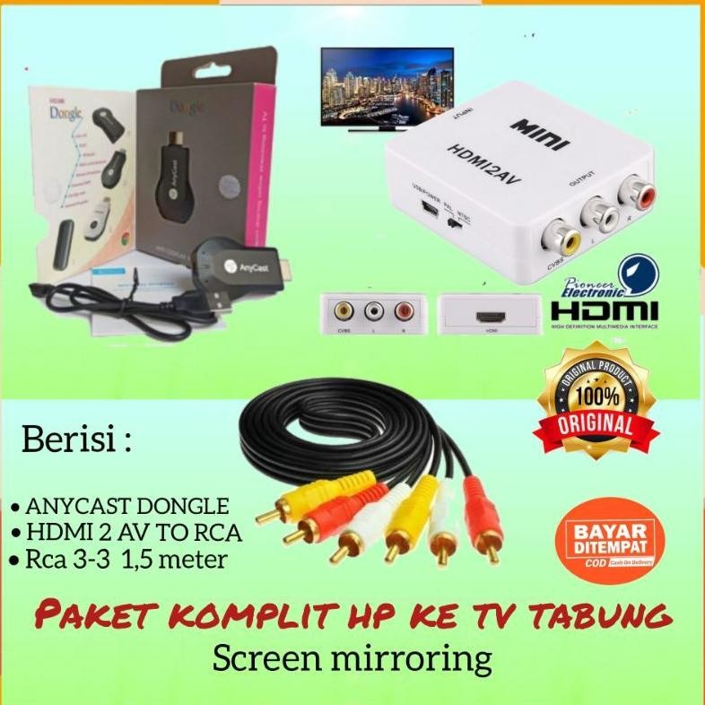 NEW PAKET LENGKAP ANYCASH HDMI DONGLE DONGEL ANYCAST UNTUK HP KE TV TABUNG SCREEN MIRRORING WIRELESS