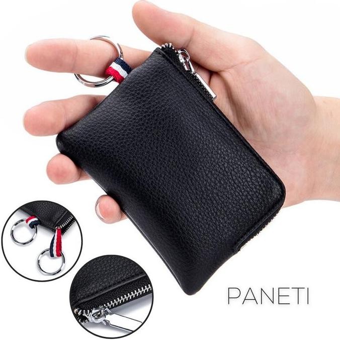 Dompet Koin Kartu Pria PANETI Ultra Thin Mini Zipper Pouch Kulit Asli TA