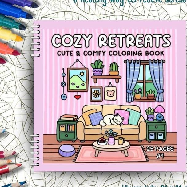 

Cozy Retreats 1 Colng Book For Kids And S Buku Mewarnai Untuk Anak Remaja Dewasa Kertas Tebal Uk. 210X210 25 Halaman