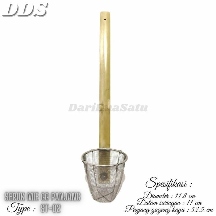 SEROK SARINGAN MIE STAINLESS GAGANG KAYU BAMBU PANJANG