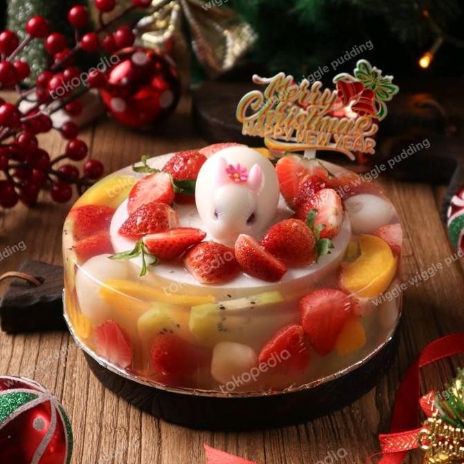 

Pudding lychee fruit hampers natal puding leci topping buah dessert