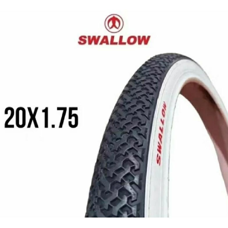 Murah Ban Luar Sepeda 20 X 1.7 Swallow Hitam Putih Bmx Lipat Mini Minion