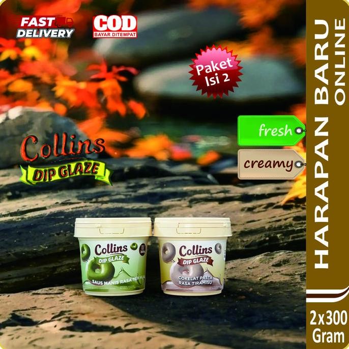 

Collins Dip Glaze - Paket Bundling Isi 2 x 300gr - Fresh 'n' Creamy - Selai - Sauce - Olesan - Manis dan Segar - Topping Donkus - Topping Piscok - Topping Es Kulkul
