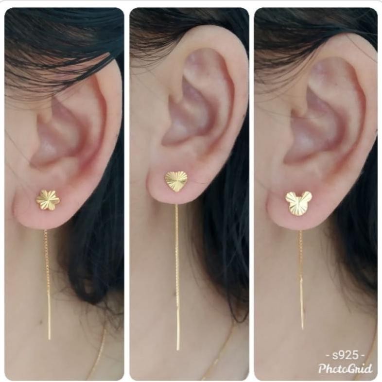 Anting Jarum Perak 925 Asli Lapis Emas 24K DiM