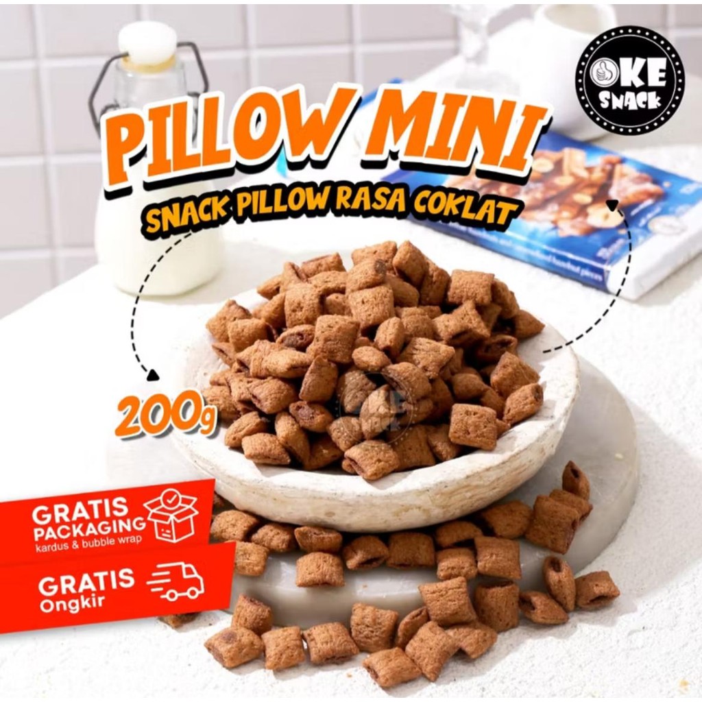 

Snack Pillow Mini Coklat pillow renyah berbalur coklat 200g