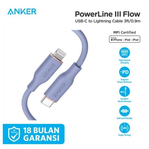 Anker Kabel Charger Anker Poweriii Flow Type C To Lhtning 3Ft