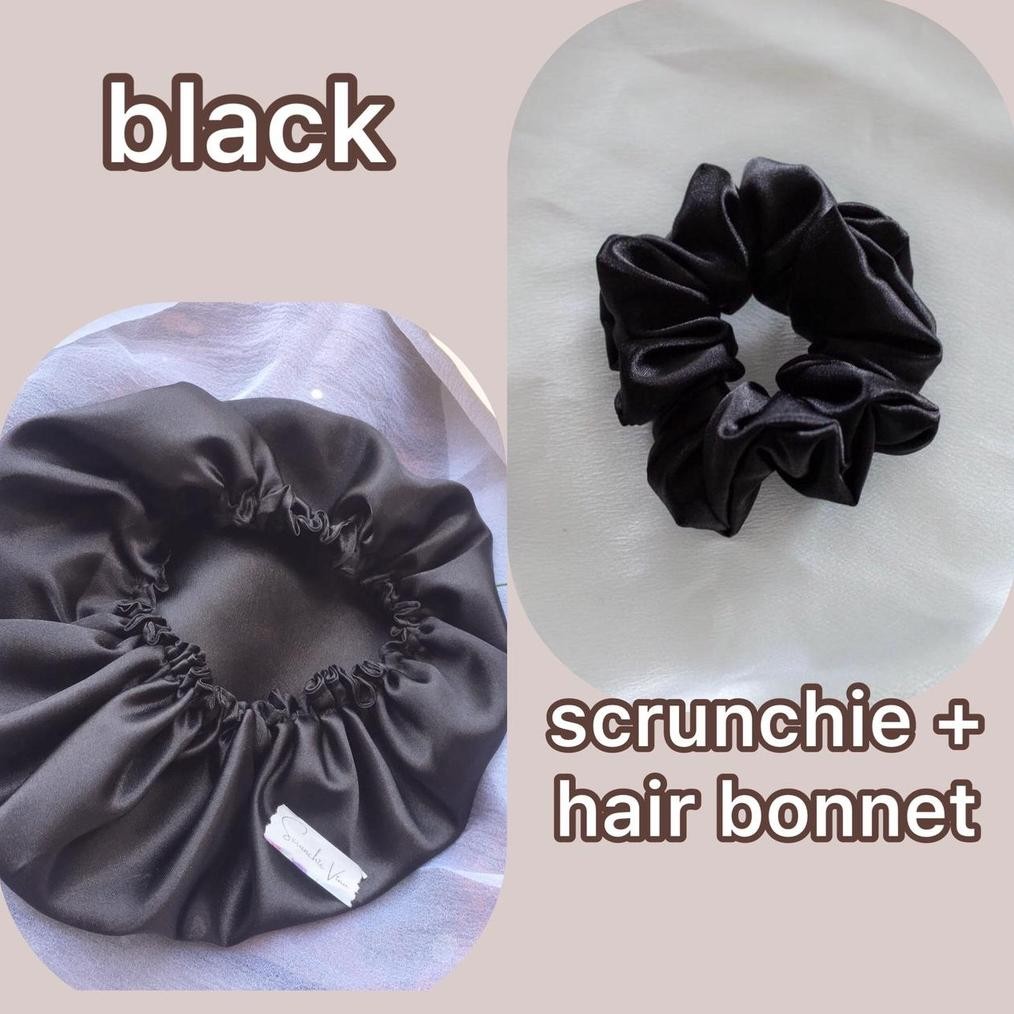 SV Silk Hair Bonnet Premium + Scrunchie Hair Bonnet Night Sleep Hair Sleep Satin Shower Cap Silk DiM