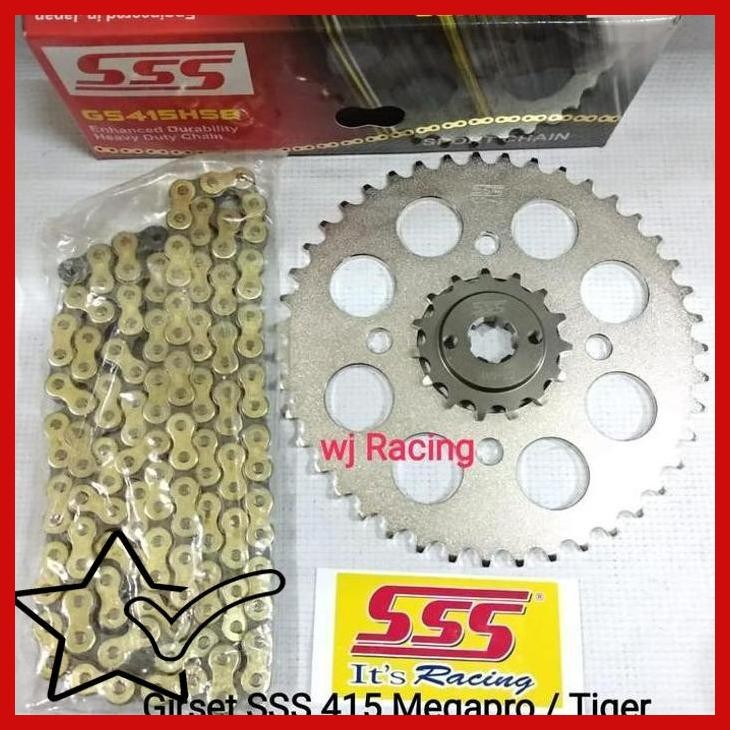 [WMK] GEAR SET SSS MEGAPRO / TIGER + RANTAI SSS 415 HSB GOLD