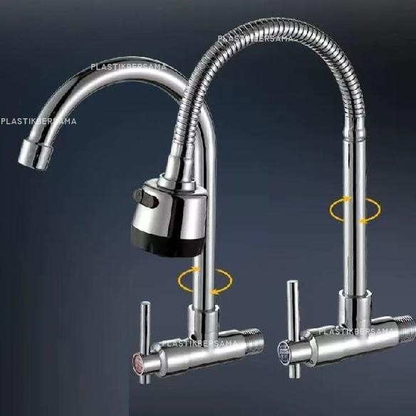 Kran Wastafel Cuci Piring Angsa 1/2 inch Original Jantung Kuningan