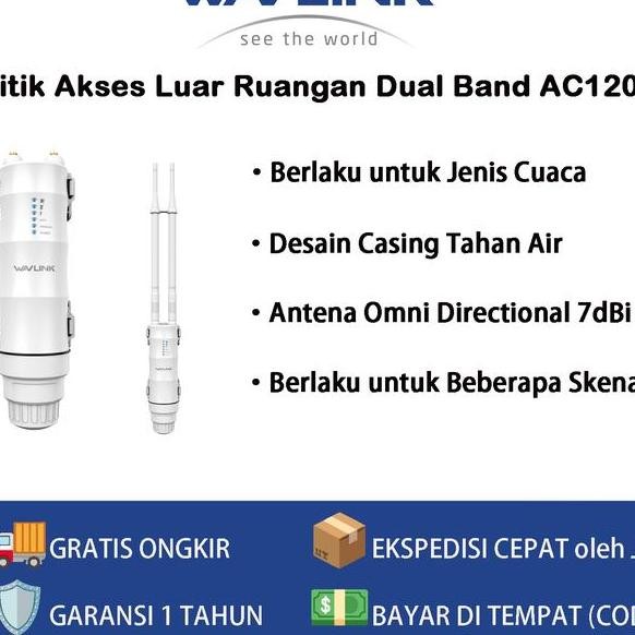 Wavlink Ac1200 Dual Band Outdoor Access Point Extender Wifi J Jauh Luar Ruangan Dengan Poe Aktif Pas