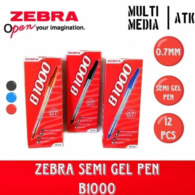 

PEN ZEBRA SEMI GEL TRANSPARANT B1000 (1 LUSIN) / PULPEN ZEBRA B-1000 DiM