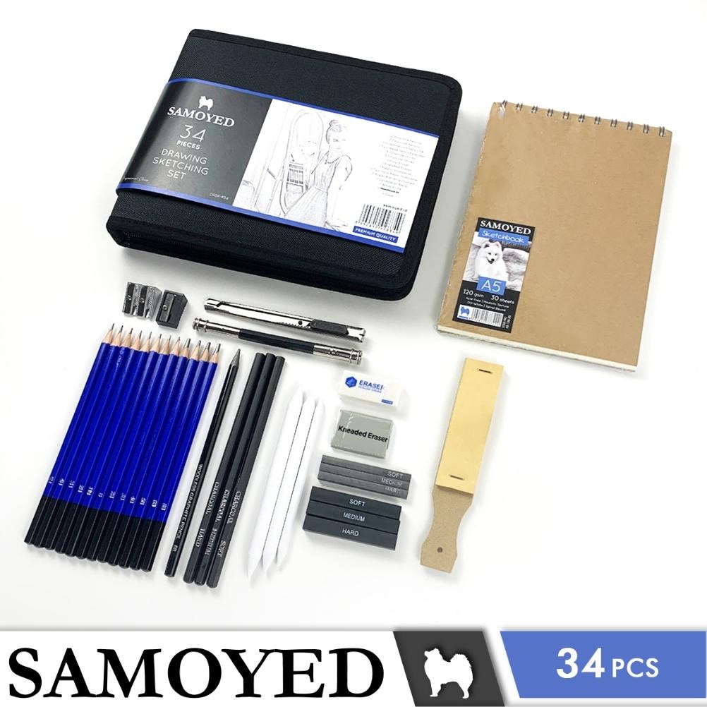 

Peralatan Pensil Gambar Sketsa / Professional Drawing Sketching Set Samoyed DRSK-P34 DiM