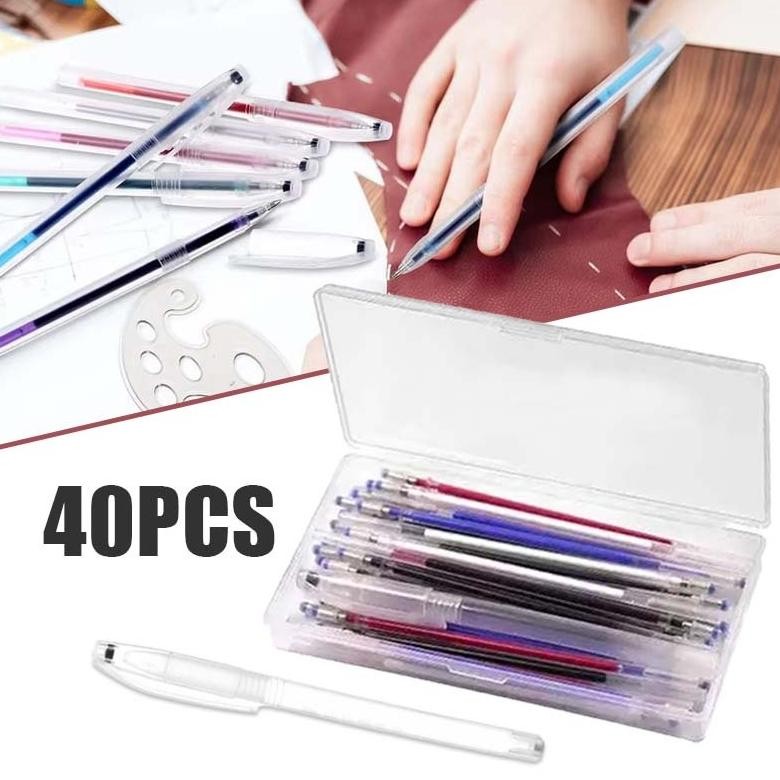 

40pcs Tinta+ 1 Case Pen Heat Erasable Pulpen Heat Erasable Pen Anti Panas Pulpen Pola Jahit DiM