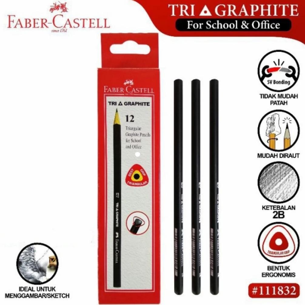 

~PACK~ pensil trigraphite faber castell, pensil faber castell 2b segitiga DiM