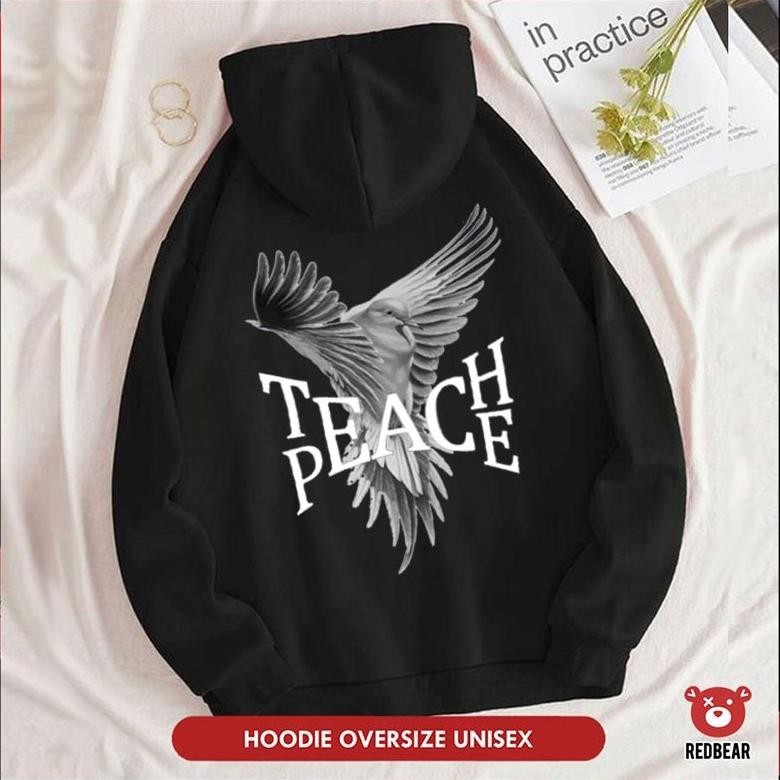 Redbear Hoodie Jumper Teach Peace (Sablon) M-Xxl | Pria & Wanita