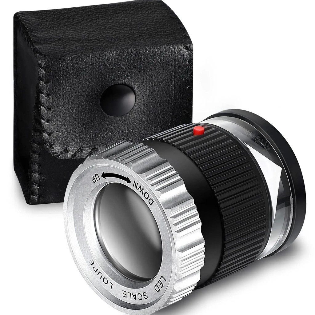 

30X Pocket Magnifier With Scale Led Uv Light Illuminated Magnifying Glasses Adjustable Focal Hd Loupe Jewelry Tool Reading Lupa