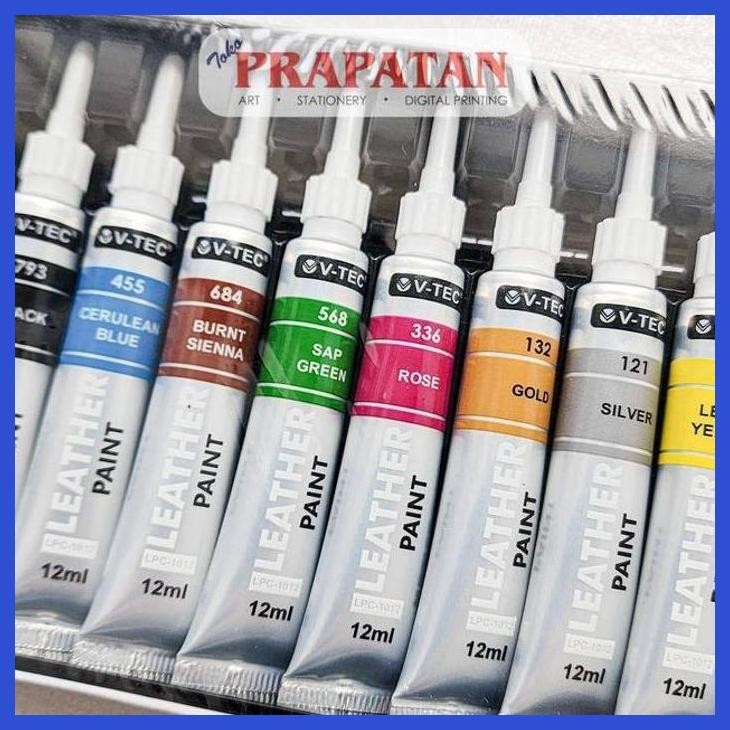 

( SEKOLAH / LUKIS ) COD V-TEC ACRYLIC LEATHER PAINT 12X12ML LPC-1012 | CAT BAHAN KULIT (SENI / MENGGAMBAR / ART / KERAJINAN ) PACKING AMAN