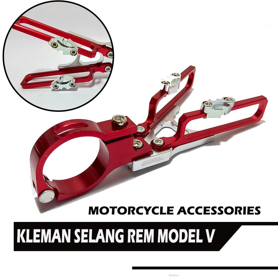 Kleman Selang Rem Depan Model V Full CNC - Klem Slang Universal Semua Motor Beat,Scoopy,Mio,Fino,Var