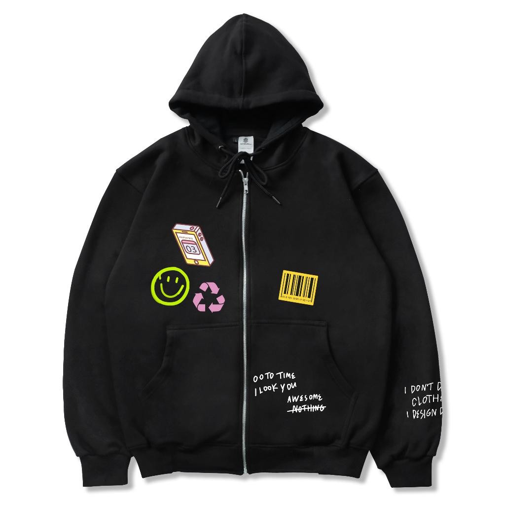 Ootdsupply - Zipper Hoodie Aimless Black | Hoodie Pria & Wanita Hdz003 New Best Quality 100% Origina