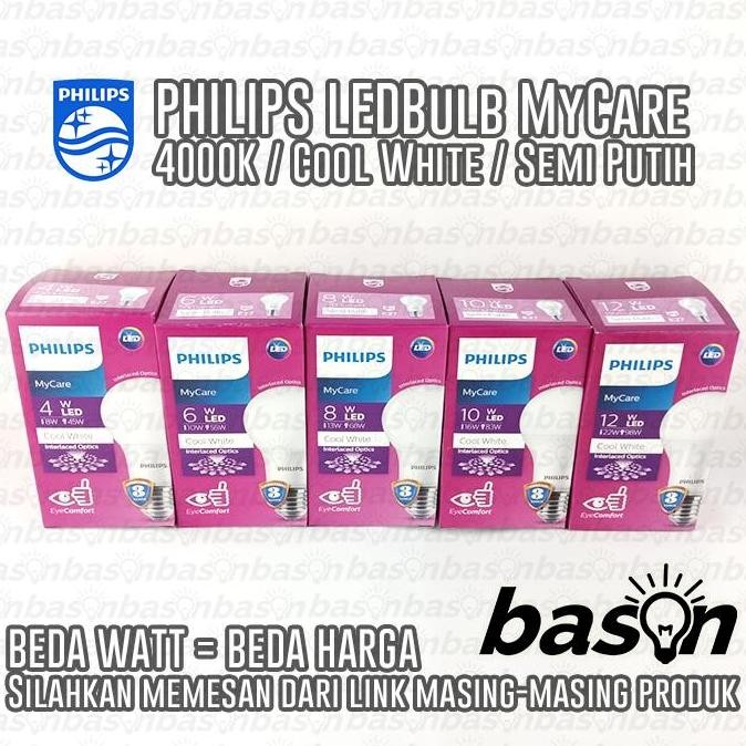 Philips Mycare Ledbulb Cahaya Semi Putih 4000K - 8W 10W 12W
