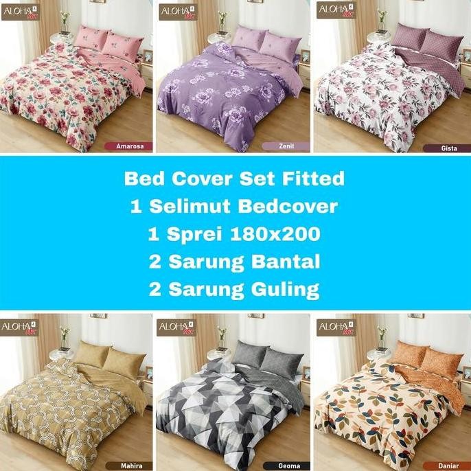 ALOHA Max Bed Cover Set SPREI FLAT KING Size Uk .180x200cm Tinggi 25cm