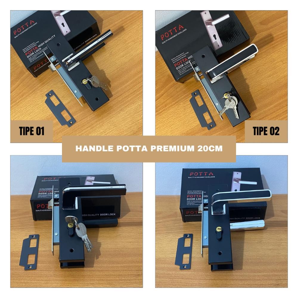 KUNCI PINTU RUMAH / HANDLE PINTU TANGGUNG 20CM HITAM DOFF MINIMALIS / GAGANG PINTU HITAM