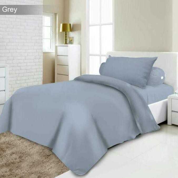 Bedcover Set Single 120x200 Polos Grey Abu / Bed cover + Sprei Single
