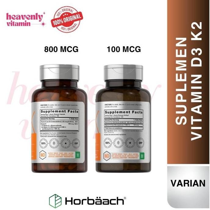 Horbaach Vitamin D3 K2 5000iu of Vitamin D & 800mcg MK-7 Complex -180