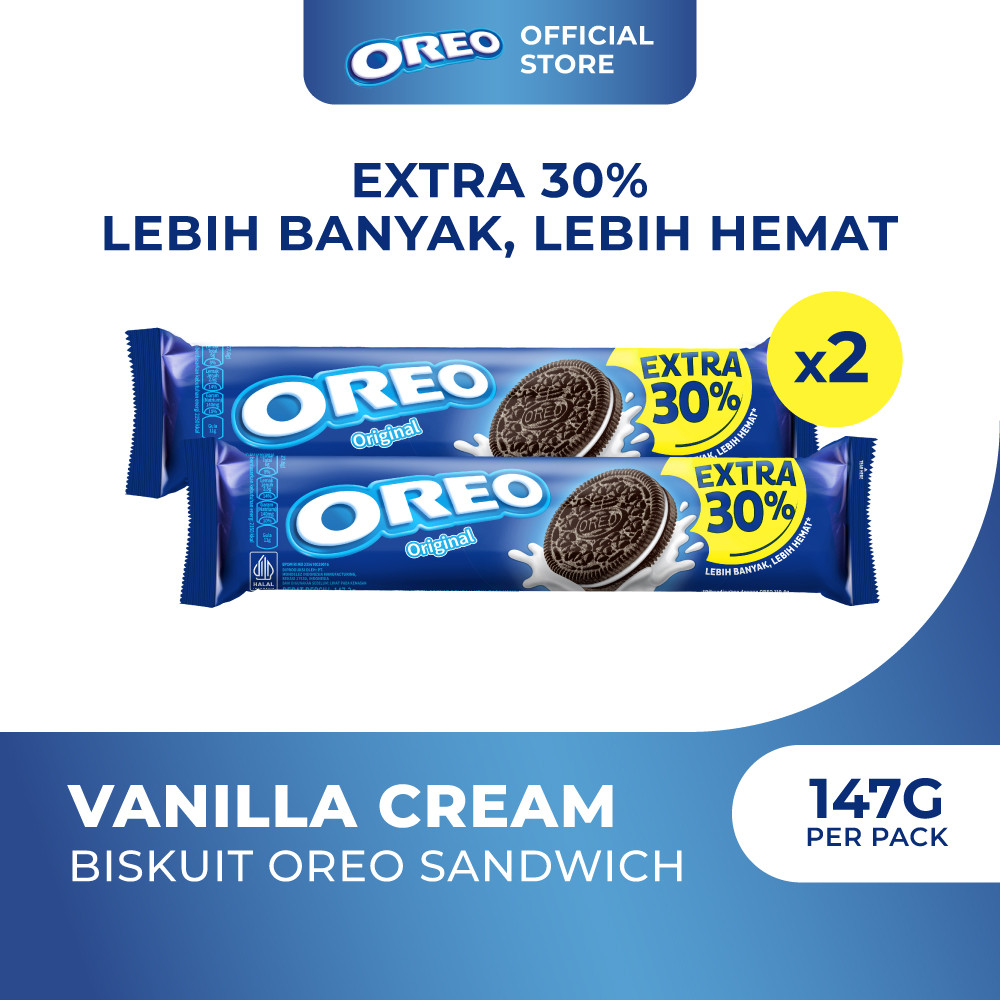 

2pcs Oreo Biskuit Sandwich Vanilla Extra 30% - Value Pack - Cookies Camilan Anak dan Keluarga