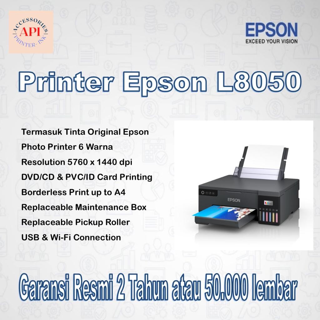 Printer Epson L8050 L 8050 Photo Wifi - Pengganti Epson L805 - Tinta Ori - Garansi Resmi New Best Qu