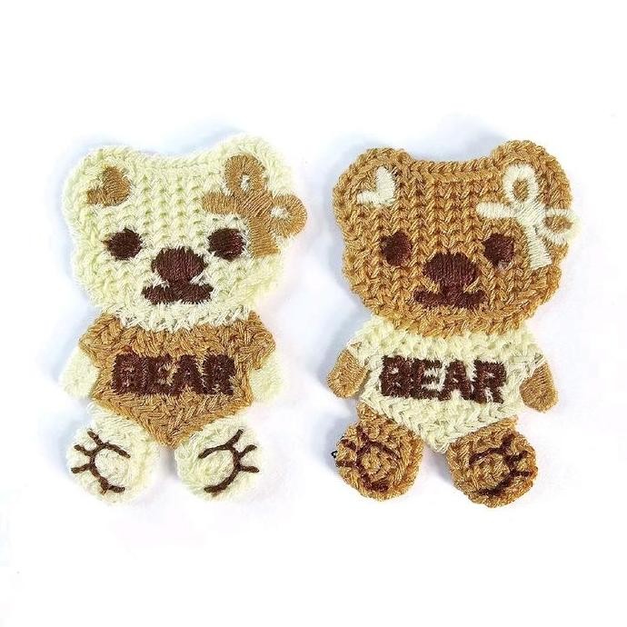 

monggo] patch bear croschet knit wool, patch beruang