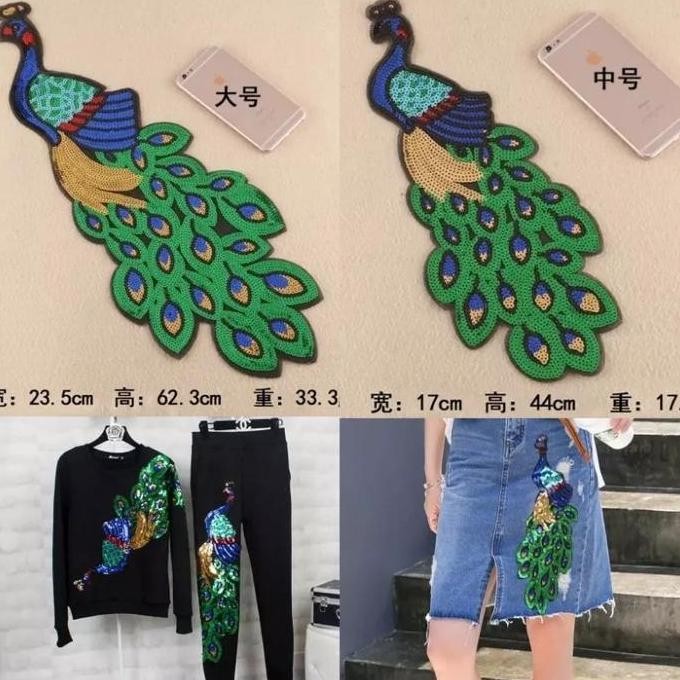 

}}}}}}] patch peacock sequin, merak payet import
