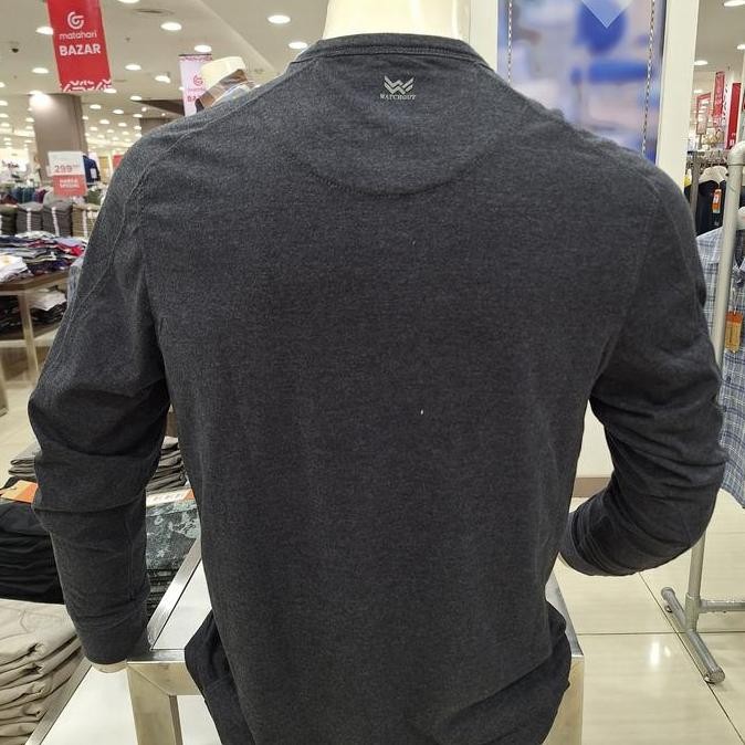 BARU kaos pria lengan panjang brand WATCHOUT CASUAL`WK200290001.BLACK