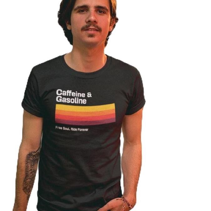 BARU Kaos Retro Vintage Caffeine Gasoline Motorcycle Unisex T-Shirt Racing