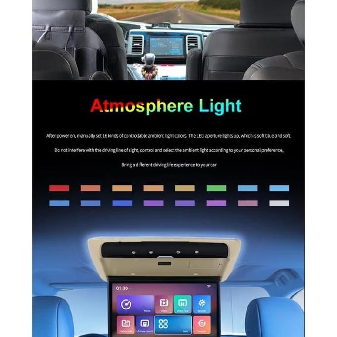 ready  Tv plafon mobil / Roof 13.3" IPS Screen Android System HDMI, USB & MMC