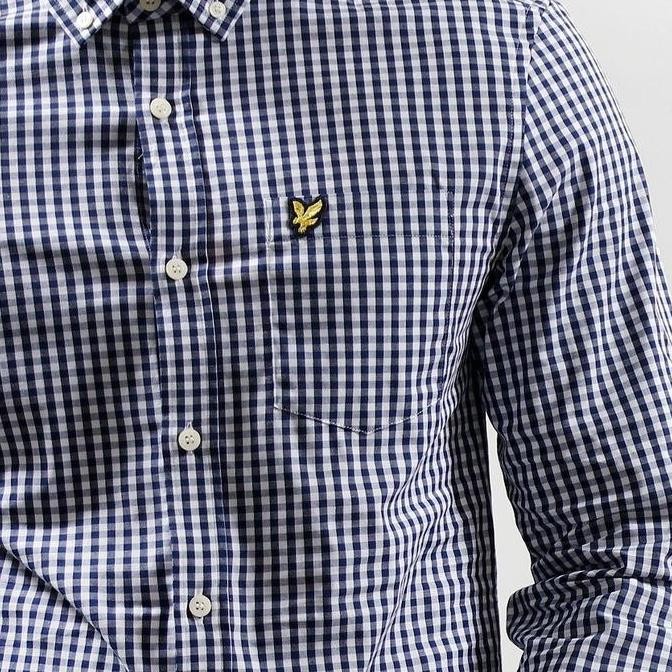 BARU Lyle and Scott Long Sleeve Gingham Shirt Navy Original