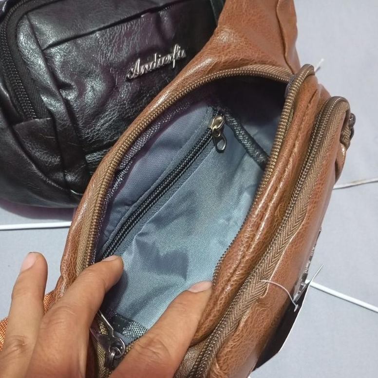 Promo Tas Pinggang Kulit Pu Pria Tas Pinggang Pria Import Tas Pinggang Anti Air Diskon