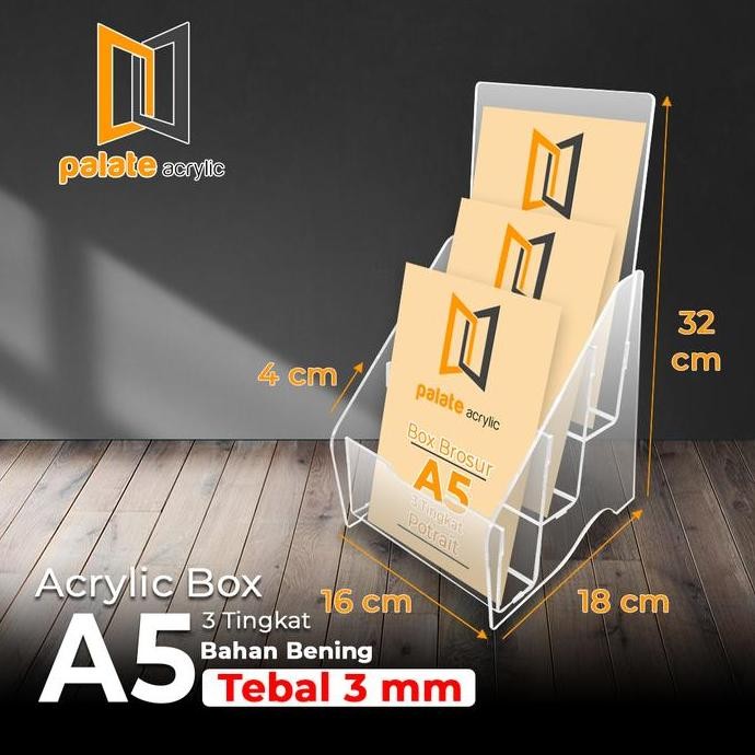 

New Product - Tempat Brosur A5 3 Susun / Acrylic Rak Brosur A5 3 Layer Terlaris 3Mm Kiarastoreku