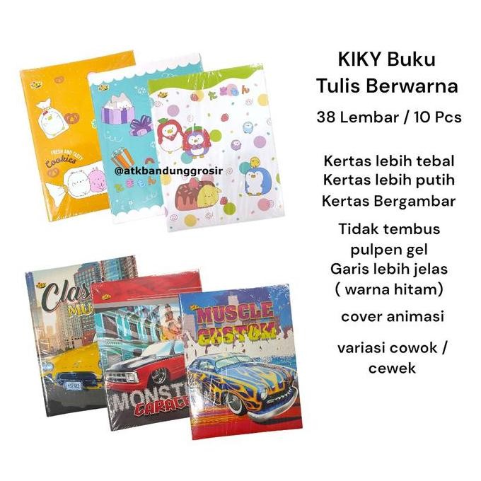 

Buku Tulis Warna Kiky 38 Lembar 1 Pack Isi 10 Pcs Buku Co