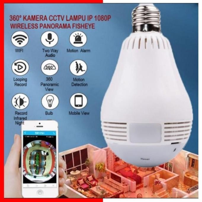 Camera CCTV Bulb Lampu Bohlam SPY wireless wifi Panorama 360 IP camera