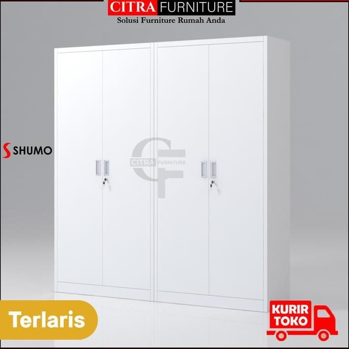 Shumo Lemari Arsip Besi 4 Pintu Swing Besi White Miami Series Co