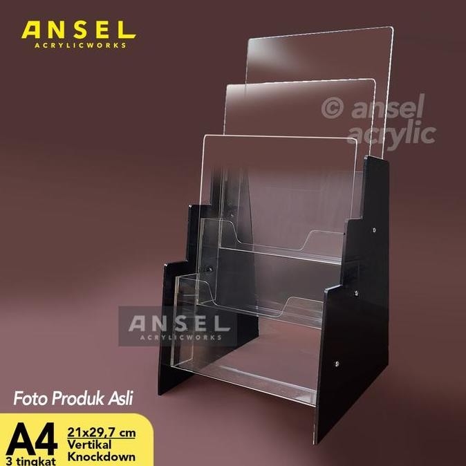 

New Product - Tempat Brosur Akrilik / Acrylic Flyer Holder - A4 Ver -Tipe C 3 Susun Kiarastoreku