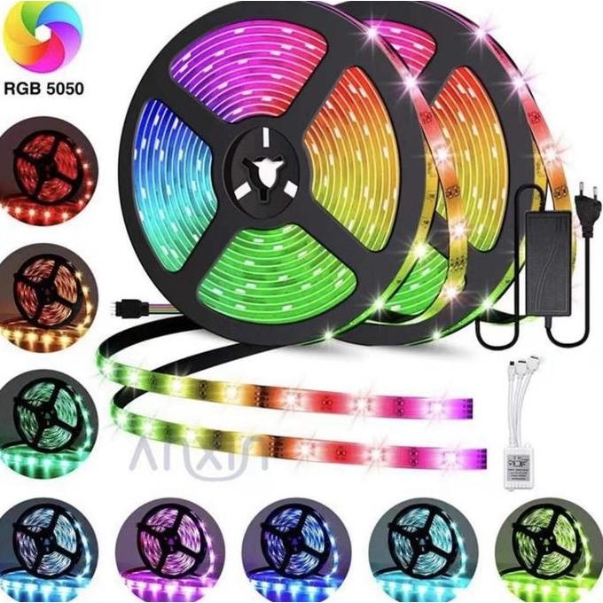 LAMPU LED STRIP 5050 RGB 5M 10M IP44 RGB REMOTE LAMPU HiAS