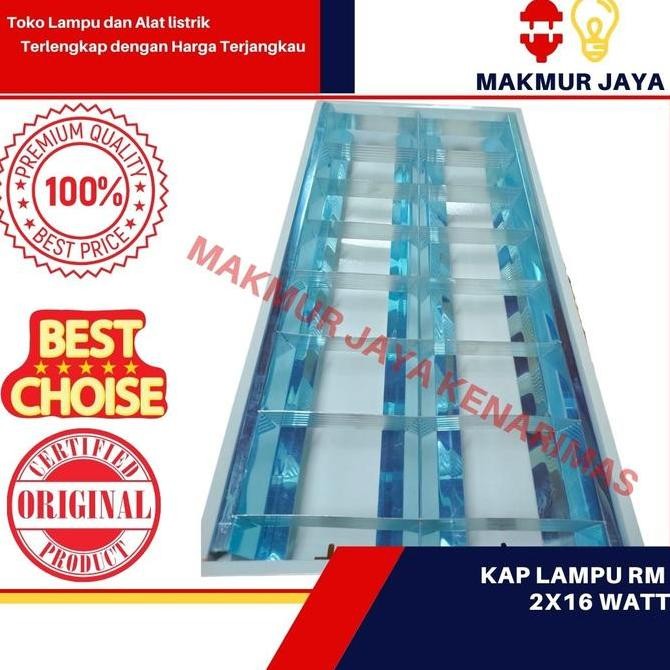Kap RM TL T8 + Set LED 16 watt philips 2x16 / kap Lampu RM 2x36 watt