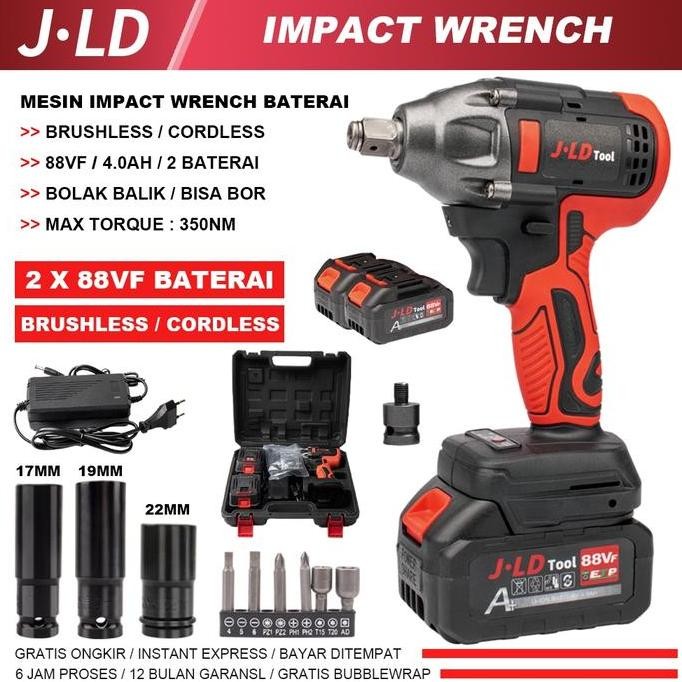JLD Mesin bor impact baterai torsi besar 88VF impact wrench brushless
