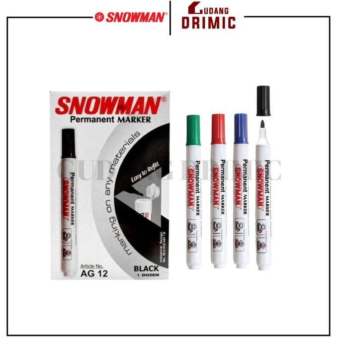 

Spidol Snowman Permanent Marker Ag 12 - 1 Lusin Isi 12 Pcs Co